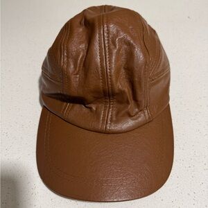 Linea Uomo Brown Faux Leather Cap